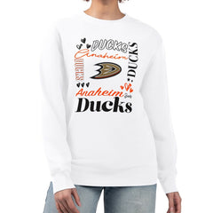 Anaheim Ducks G-III 4Her by Carl Banks Women's Collage Graphic Fleece Long Sleeve Pullover Sweatshirt - White - NHL 201622725