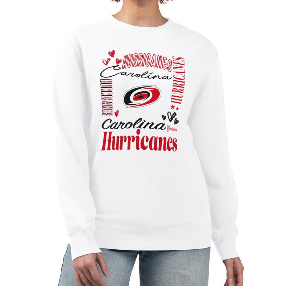 Carolina Hurricanes G-III 4Her by Carl Banks Women's Collage Graphic Fleece Long Sleeve Pullover Sweatshirt - White - NHL 201622729