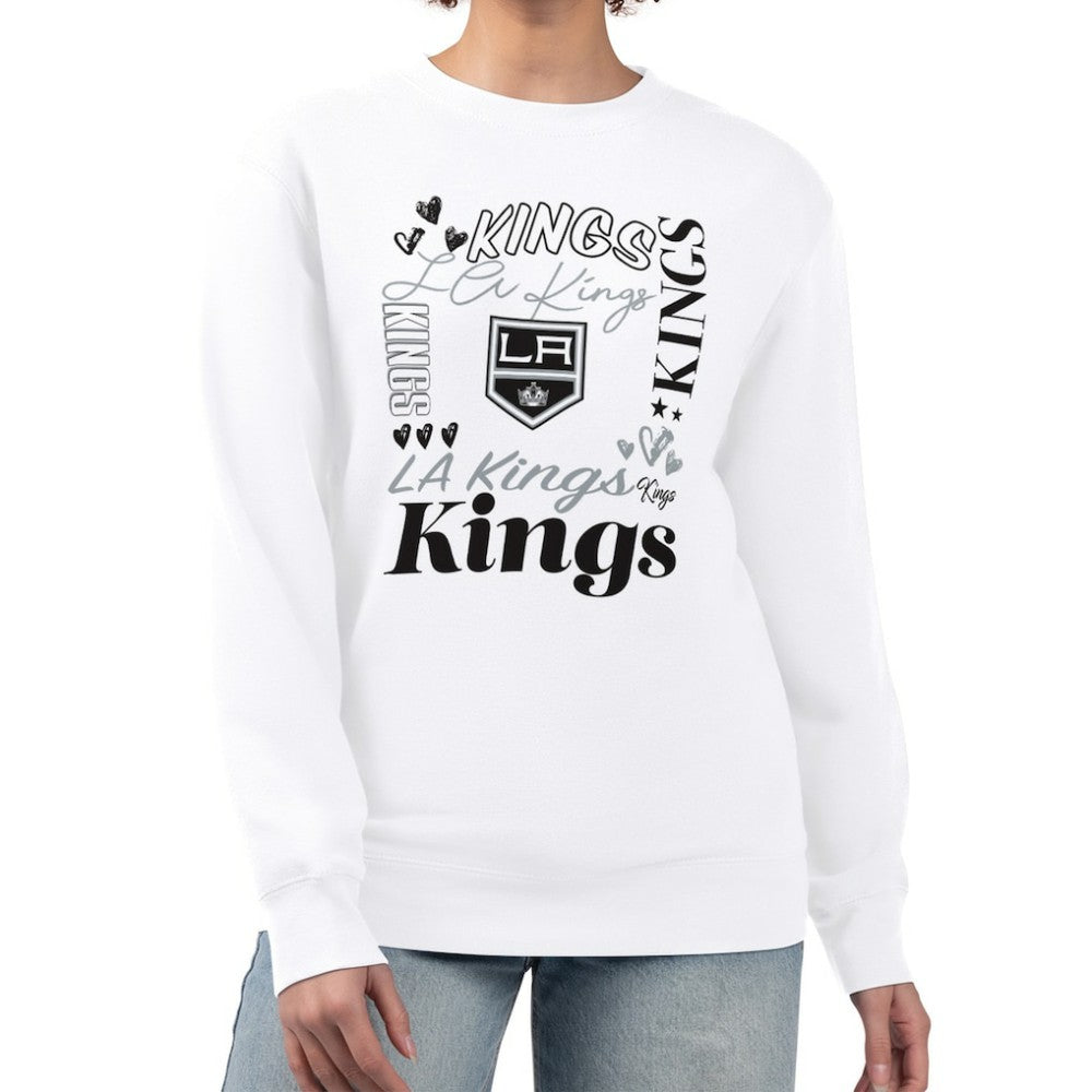 Los Angeles Kings G-III 4Her by Carl Banks Women's Collage Graphic Fleece Long Sleeve Pullover Sweatshirt - White - NHL 201622737