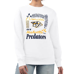 Nashville Predators G-III 4Her by Carl Banks Women's Collage Graphic Fleece Long Sleeve Pullover Sweatshirt - White - NHL 201622740
