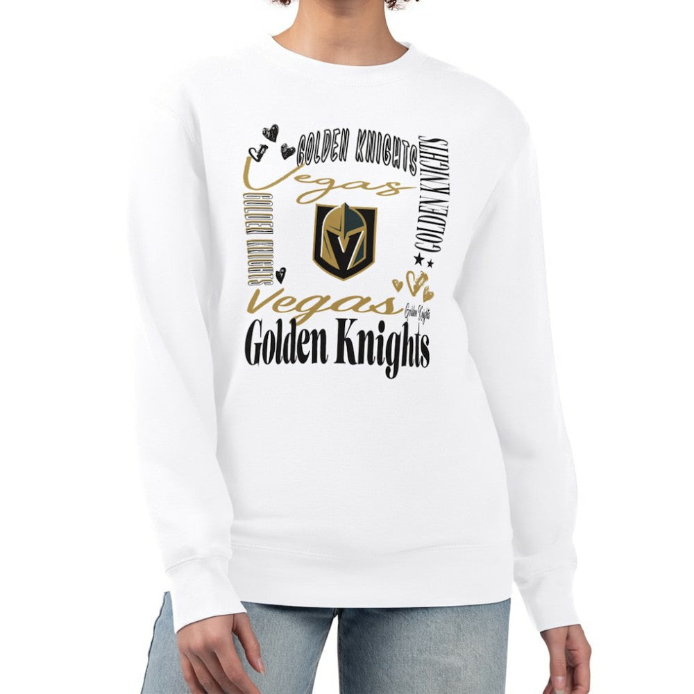Vegas Golden Knights G-III 4Her by Carl Banks Women's Collage Graphic Fleece Long Sleeve Pullover Sweatshirt - White - NHL 201622755