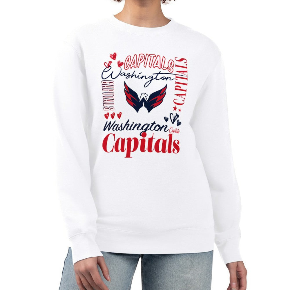 Washington Capitals G-III 4Her by Carl Banks Women's Collage Graphic Fleece Long Sleeve Pullover Sweatshirt - White - NHL 201622756
