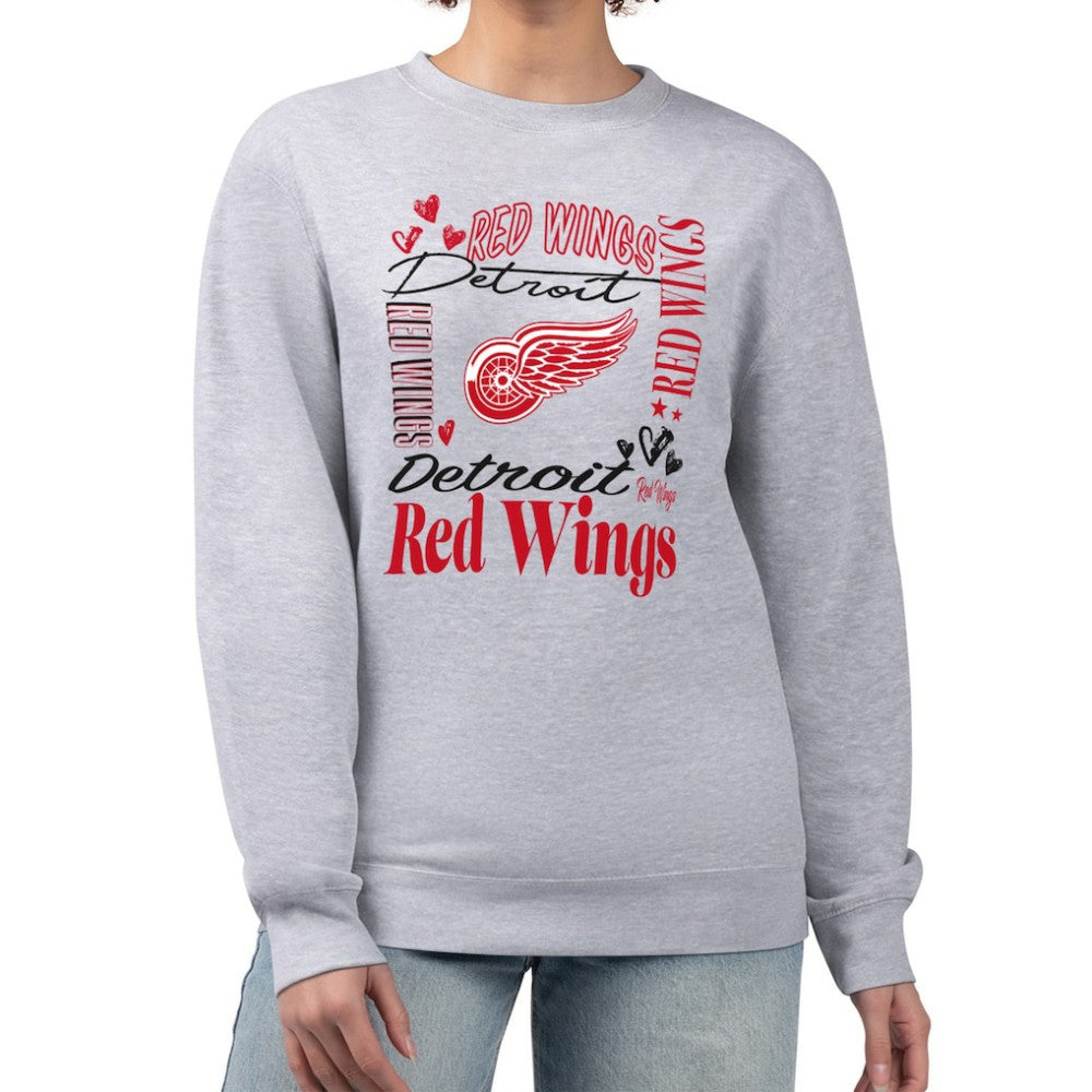 Detroit Red Wings G-III 4Her by Carl Banks Women's Collage Graphic Fleece Long Sleeve Pullover Sweatshirt - Heather Gray - NHL 201622760