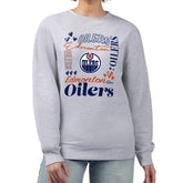 Edmonton Oilers G-III 4Her by Carl Banks Women's Collage Graphic Fleece Long Sleeve Pullover Sweatshirt - Heather Gray - NHL 201622761