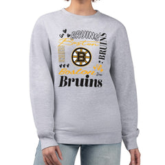 Boston Bruins G-III 4Her by Carl Banks Women's Collage Graphic Fleece Long Sleeve Pullover Sweatshirt - Heather Gray - NHL 201622769