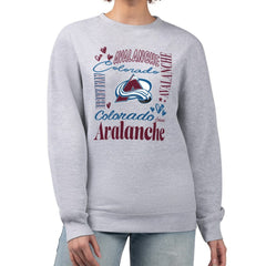 Colorado Avalanche G-III 4Her by Carl Banks Women's Collage Graphic Fleece Long Sleeve Pullover Sweatshirt - Heather Gray - NHL 201622776