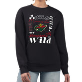 Minnesota Wild G-III 4Her by Carl Banks Women's Collage Graphic Fleece Long Sleeve Pullover Sweatshirt - Black - NHL 201622781