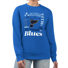 St. Louis Blues G-III 4Her by Carl Banks Women's Collage Graphic Fleece Long Sleeve Pullover Sweatshirt - Blue - NHL 201622783