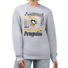 Pittsburgh Penguins G-III 4Her by Carl Banks Women's Collage Graphic Fleece Long Sleeve Pullover Sweatshirt - Heather Gray - NHL 201622788
