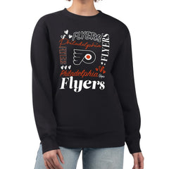Philadelphia Flyers G-III 4Her by Carl Banks Women's Collage Graphic Fleece Long Sleeve Pullover Sweatshirt - Black - NHL 201622791