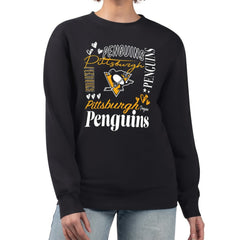 Pittsburgh Penguins G-III 4Her by Carl Banks Women's Collage Graphic Fleece Long Sleeve Pullover Sweatshirt - Black - NHL 201622801