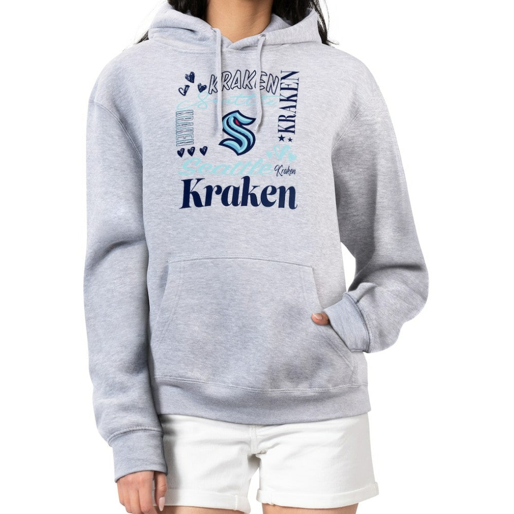 Seattle Kraken G-III 4Her by Carl Banks Women's Collage Team Graphic Tri-Blend Fleece Pullover Hoodie - Heather Gray - NHL 201622878