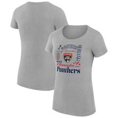 Florida Panthers G-III 4Her by Carl Banks Women's Super-Slim Fit Lightweight Collage Team Graphic T-Shirt - Heather Gray - NHL 201622943