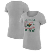 Minnesota Wild G-III 4Her by Carl Banks Women's Super-Slim Fit Lightweight Collage Team Graphic T-Shirt - Heather Gray - NHL 201622948