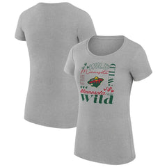 Minnesota Wild G-III 4Her by Carl Banks Women's Super-Slim Fit Lightweight Collage Team Graphic T-Shirt - Heather Gray - NHL 201622948