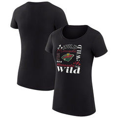 Minnesota Wild G-III 4Her by Carl Banks Women's Super-Slim Fit Lightweight Collage Team Graphic T-Shirt - Black - NHL 201622950