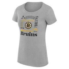 Boston Bruins G-III 4Her by Carl Banks Women's Super-Slim Fit Lightweight Collage Team Graphic T-Shirt - Heather Gray - NHL 201622951