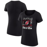 New Jersey Devils G-III 4Her by Carl Banks Women's Super-Slim Fit Lightweight Collage Team Graphic T-Shirt - Black - NHL 201622956