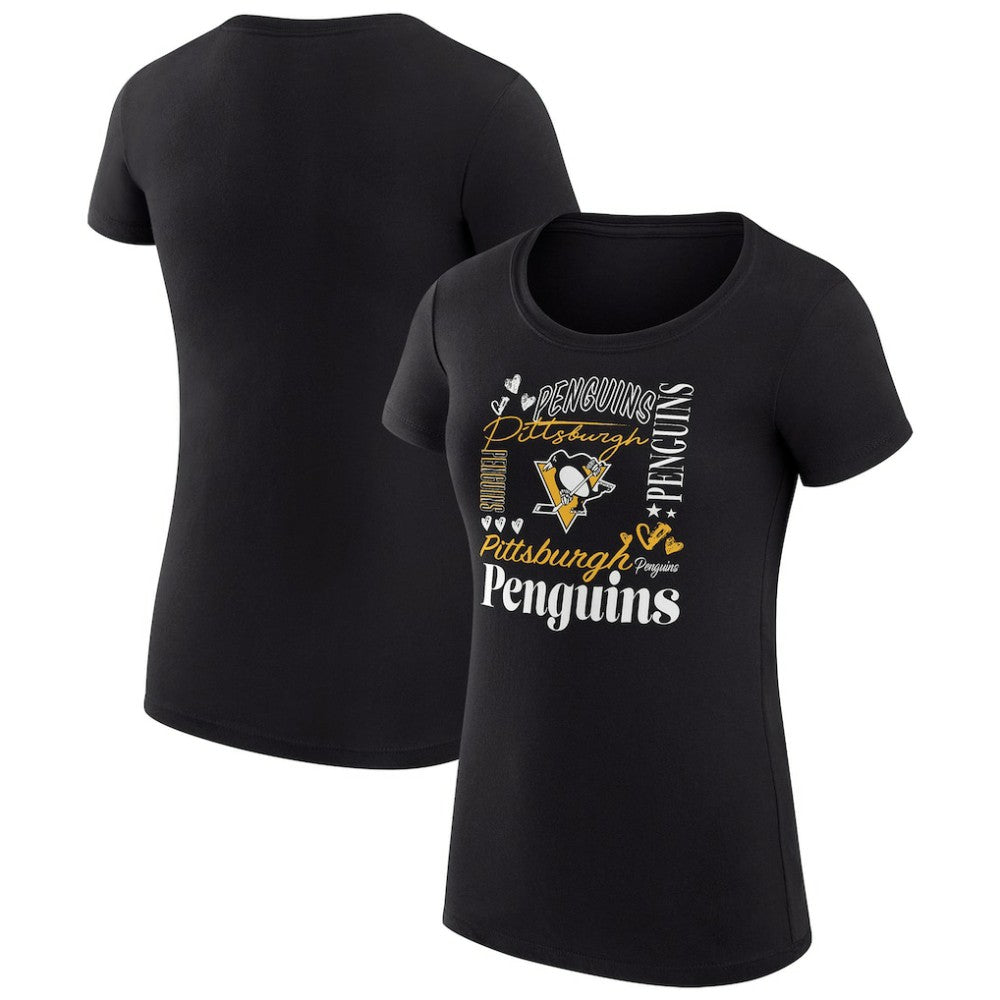 Pittsburgh Penguins G-III 4Her by Carl Banks Women's Super-Slim Fit Lightweight Collage Team Graphic T-Shirt - Black - NHL 201622965