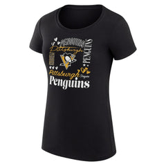 Pittsburgh Penguins G-III 4Her by Carl Banks Women's Super-Slim Fit Lightweight Collage Team Graphic T-Shirt - Black - NHL 201622965