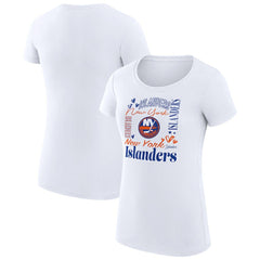 New York Islanders G-III 4Her by Carl Banks Women's Super-Slim Fit Lightweight Collage Team Graphic T-Shirt - White - NHL 201623025