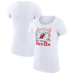 New Jersey Devils G-III 4Her by Carl Banks Women's Super-Slim Fit Lightweight Collage Team Graphic T-Shirt - White - NHL 201623031