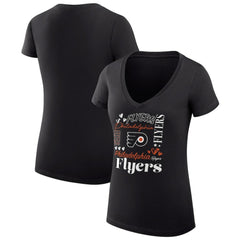 Philadelphia Flyers G-III 4Her by Carl Banks Women's Super-Slim Fit Lightweight Collage Team Graphic T-Shirt - Black - NHL 201623056