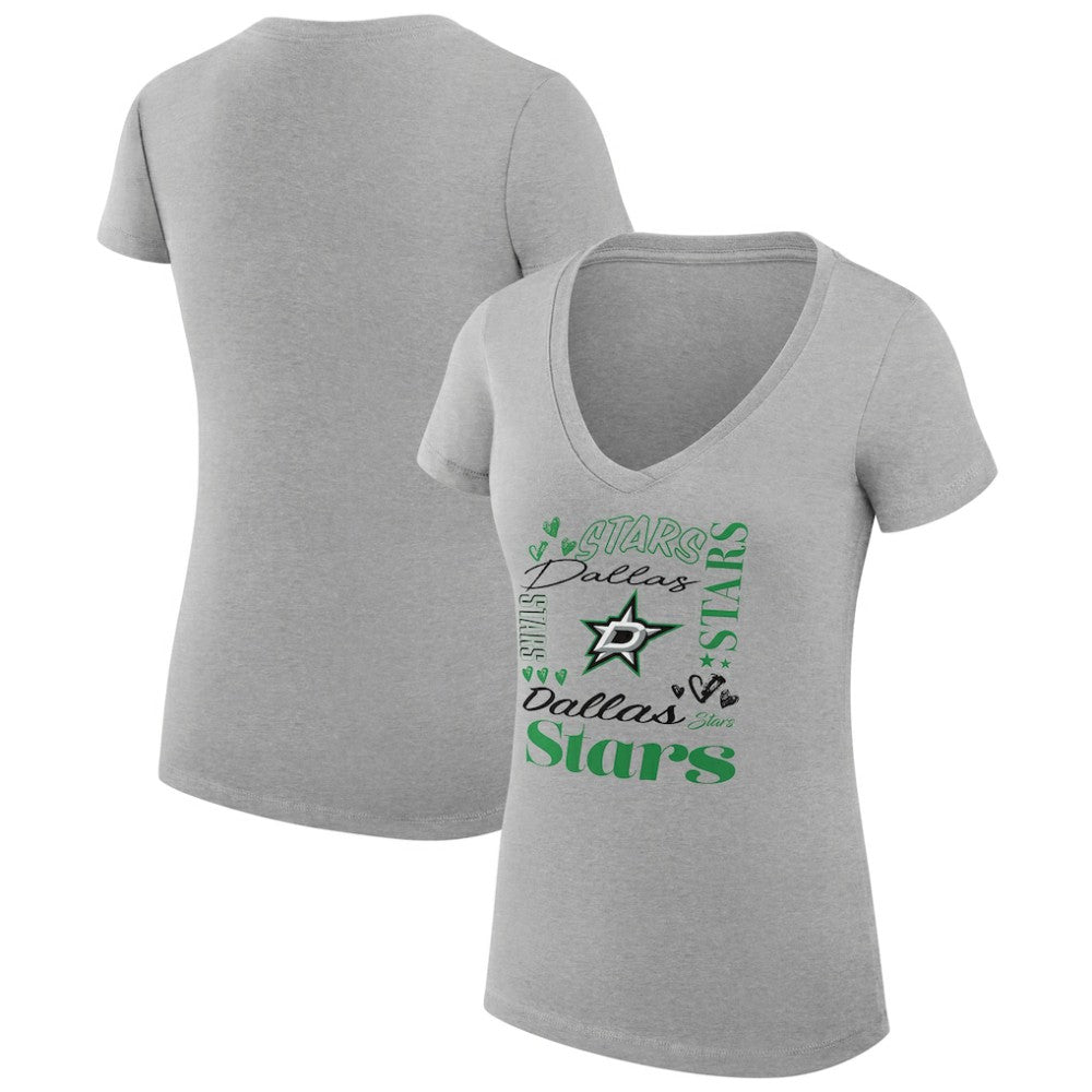 Dallas Stars G-III 4Her by Carl Banks Women's Super-Slim Fit Lightweight Collage Team Graphic T-Shirt - Heather Gray - NHL 201623075
