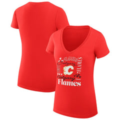 Calgary Flames G-III 4Her by Carl Banks Women's Super-Slim Fit Lightweight Collage Team Graphic T-Shirt - Red - NHL 201623108