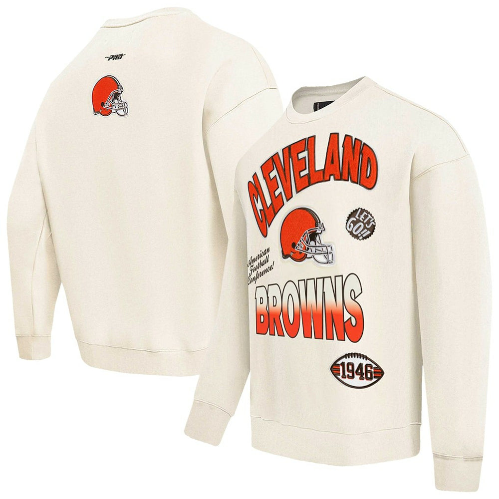 Cleveland Browns Pro Standard Turn It Up Pullover Sweatshirt Cream