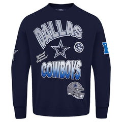 Dallas Cowboys Pro Standard Turn It Up Drop Shoulder Pullover Sweatshirt Navy