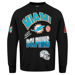 Miami Dolphins Pro Standard Turn It Up Drop Shoulder Pullover Sweatshirt Black