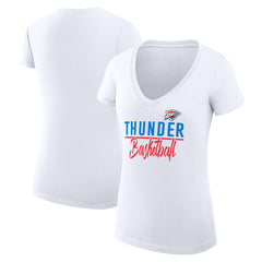 Oklahoma City Thunder G-III 4Her by Carl Banks Women's Super-Slim Fit Lightweight Team Sport V-Neck T-Shirt White