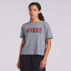 Fanatics San Francisco 49ers Women's Swing Pass Tri-Blend Boxy T-Shirt Heather Gray