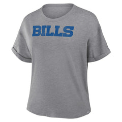 Fanatics Buffalo Bills Women's Swing Pass Tri-Blend Boxy T-Shirt Heather Gray