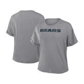 Fanatics Chicago Bears Women's Swing Pass Tri-Blend Boxy T-Shirt Heather Gray