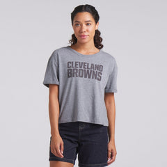 Fanatics Cleveland Browns Women's Swing Pass Tri-Blend Boxy T-Shirt Heather Gray