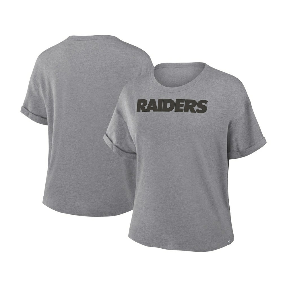 Fanatics Las Vegas Raiders Women's Swing Pass Tri-Blend Boxy T-Shirt Heather Gray