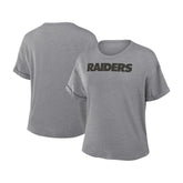 Fanatics Las Vegas Raiders Women's Swing Pass Tri-Blend Boxy T-Shirt Heather Gray