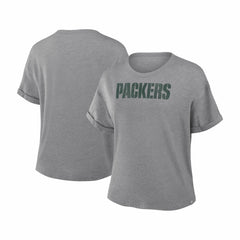 Fanatics Green Bay Packers Women's Swing Pass Tri-Blend Boxy T-Shirt Heather Gray