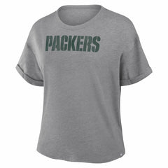 Fanatics Green Bay Packers Women's Swing Pass Tri-Blend Boxy T-Shirt Heather Gray