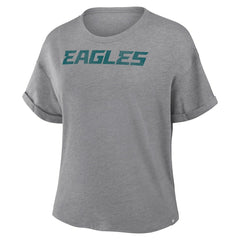 Fanatics Philadelphia Eagles Women's Swing Pass Tri-Blend Boxy T-Shirt Heather Gray