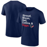 Houston Texans Stroud, Mixon, Dell, Collins & Diggs T-Shirt Navy