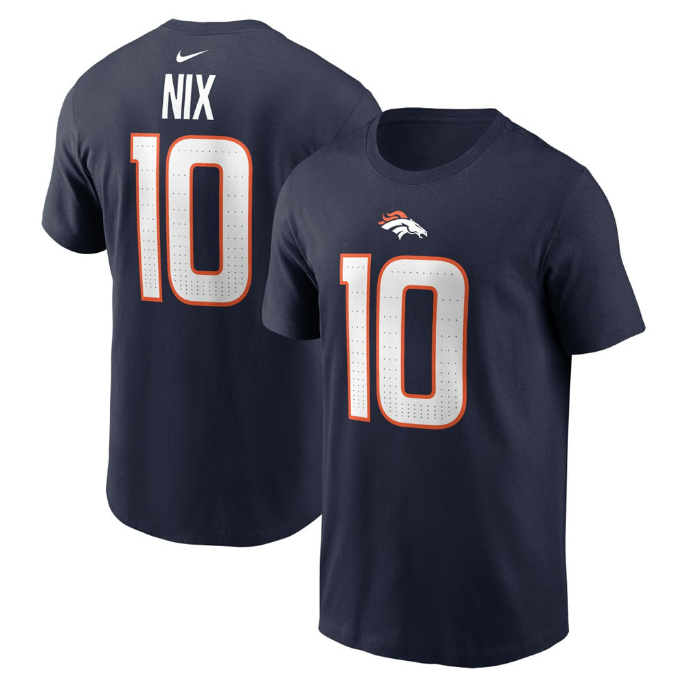 Nike Bo Nix Denver Broncos Player Name & Number T-Shirt Navy