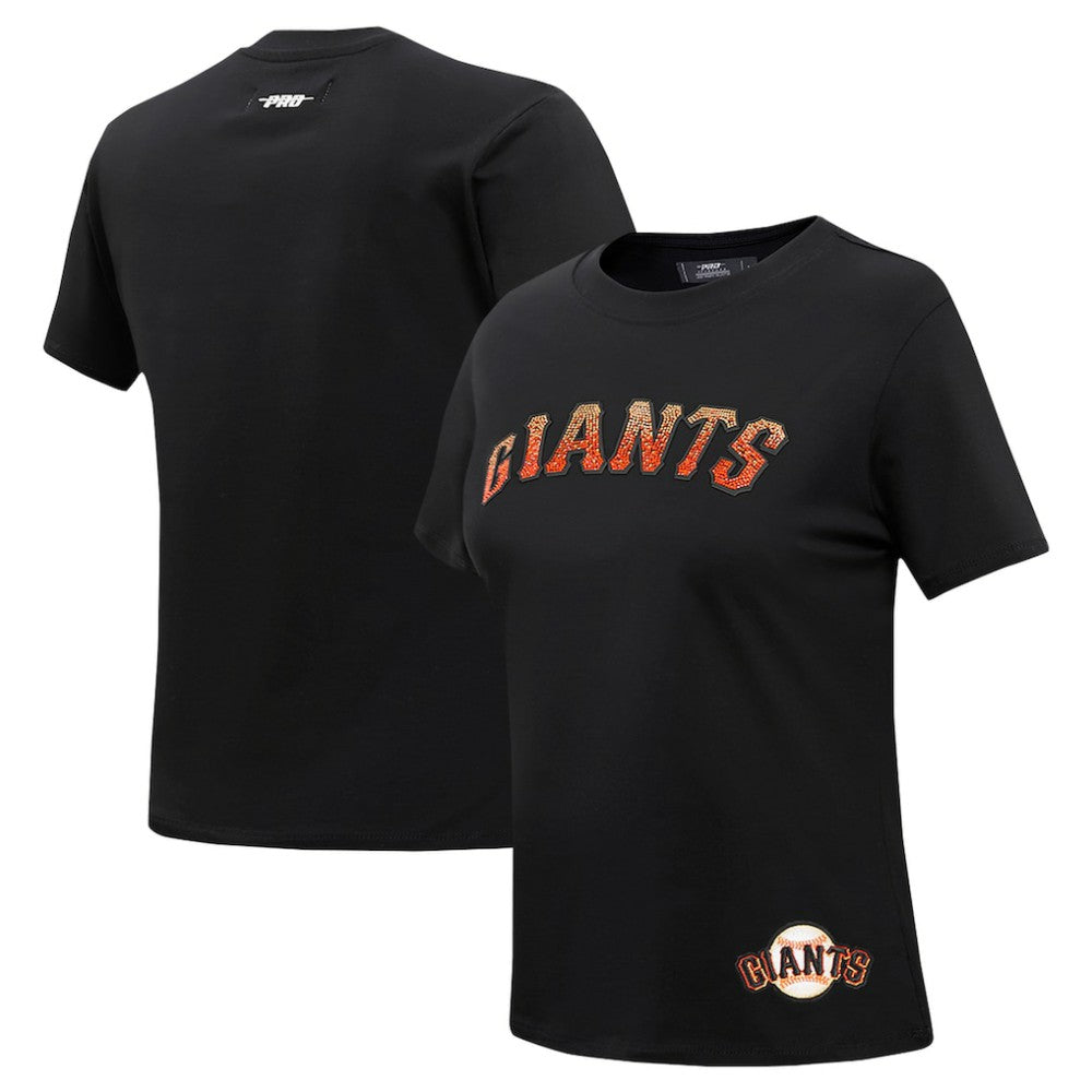 San Francisco Giants Pro Standard Women's Rhinestone Slim Fit T-Shirt - Black - MLB Sale
