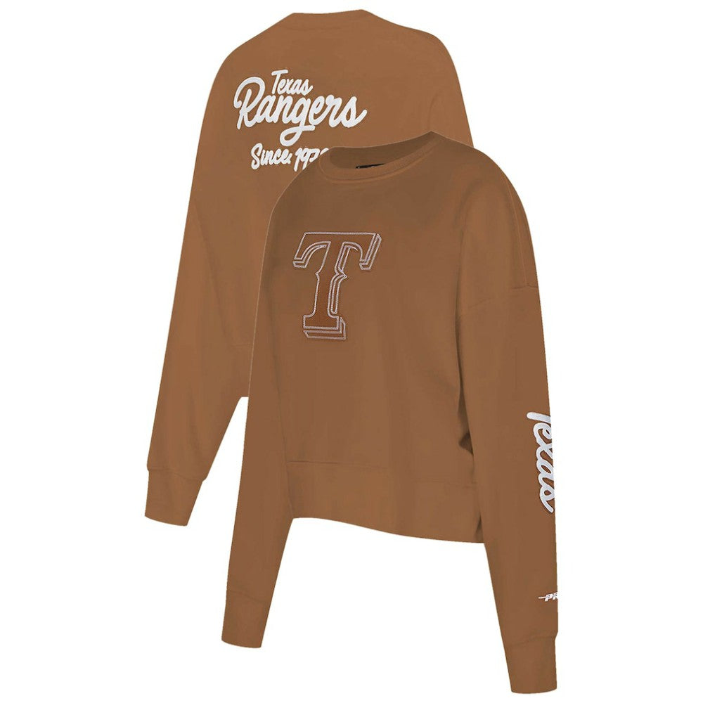 Texas Rangers Pro Standard Women's Paint The City Pullover Cropped Sweatshirt - Brown - MLB Online
