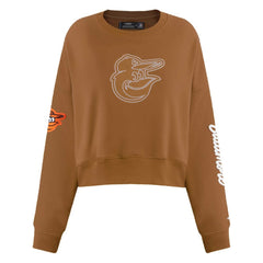 Baltimore Orioles Pro Standard Women's Paint The City Pullover Cropped Sweatshirt - Brown - MLB Sale