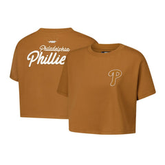Philadelphia Phillies Pro Standard Women's Paint The City Cropped Boxy T-Shirt - Brown - MLB Lifestyle
