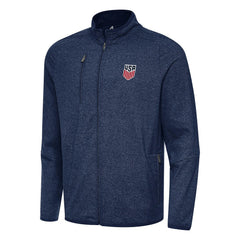 USMNT Antigua Hold-Up Tri-Blend Full-Zip Jacket Heather Navy