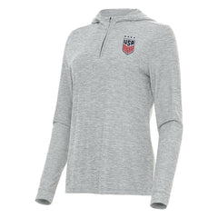 USWNT Antigua Women's Daybreak Quarter-Zip Hoodie Heather Gray
